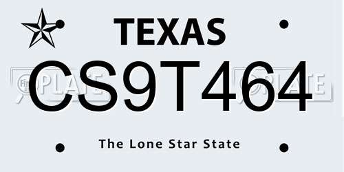 CS9T464 Texas License Plate