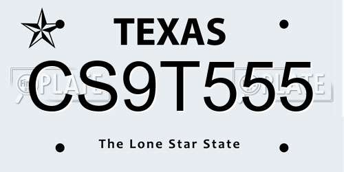 CS9T555 Texas License Plate