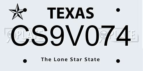 CS9V074 Texas License Plate