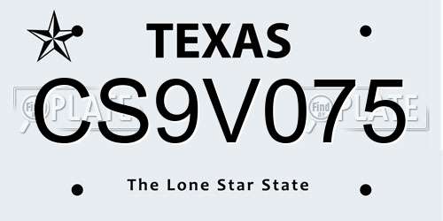 CS9V075 Texas License Plate