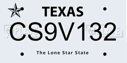 CS9V132 Texas License Plate