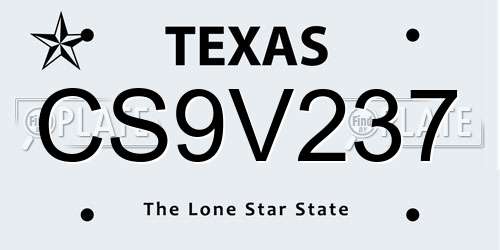 CS9V237 Texas License Plate