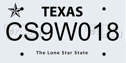 CS9W018 Texas License Plate