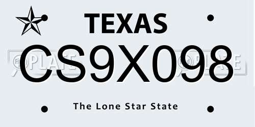CS9X098 Texas License Plate