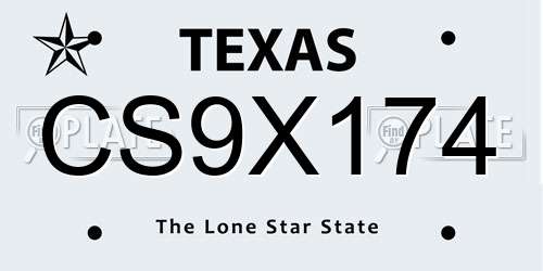 CS9X174 Texas License Plate