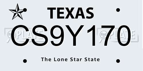 CS9Y170 Texas License Plate