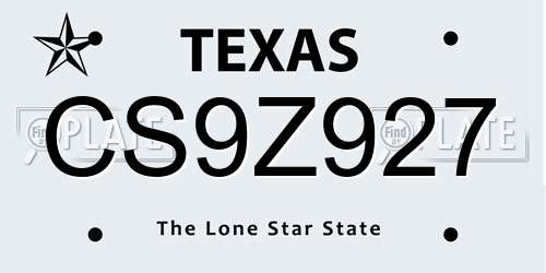 CS9Z927 Texas License Plate