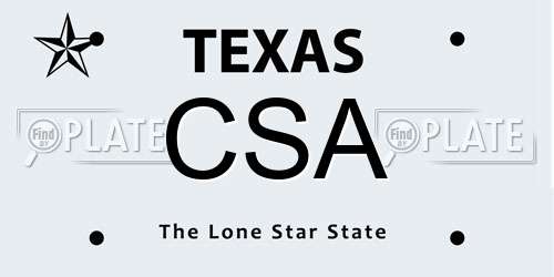 CSA Texas License Plate
