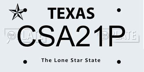 CSA21P Texas License Plate