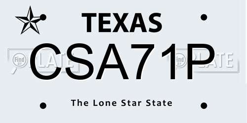CSA71P Texas License Plate