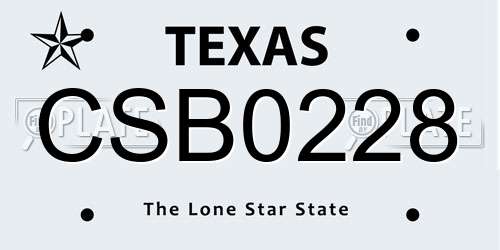 CSB0228 Texas License Plate