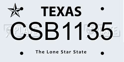 CSB1135 Texas License Plate