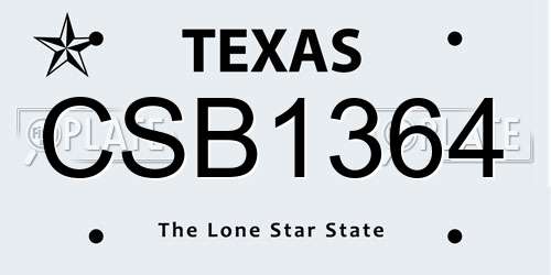 CSB1364 Texas License Plate