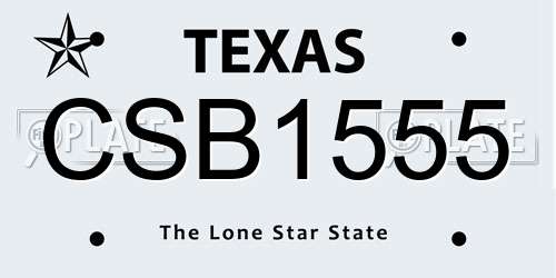 CSB1555 Texas License Plate