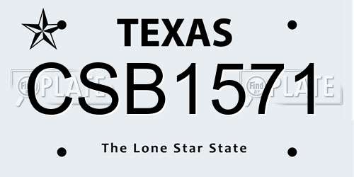 CSB1571 Texas License Plate