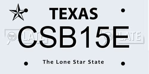 CSB15E Texas License Plate