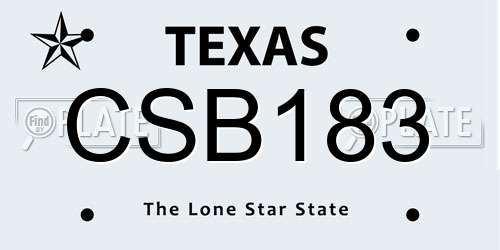 CSB183 Texas License Plate