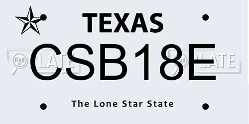 CSB18E Texas License Plate
