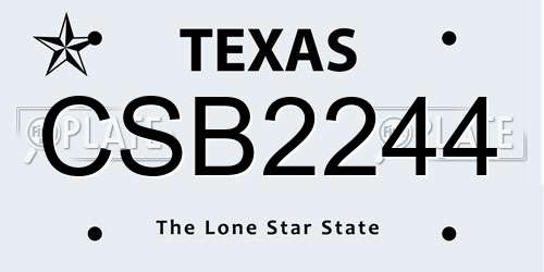 CSB2244 Texas License Plate