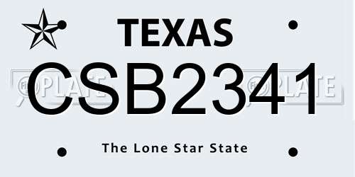 CSB2341 Texas License Plate