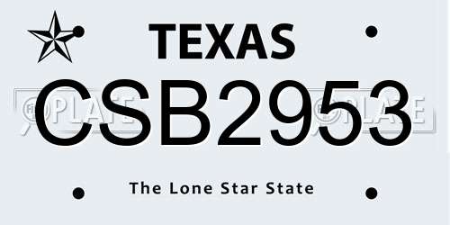 CSB2953 Texas License Plate
