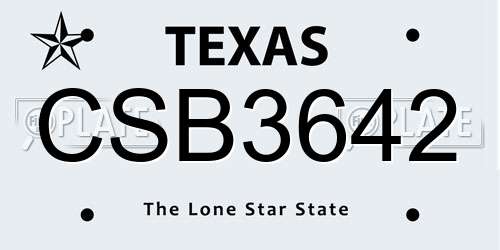 CSB3642 Texas License Plate