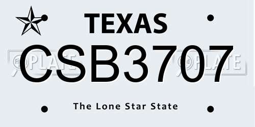 CSB3707 Texas License Plate