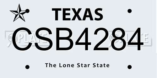 CSB4284 Texas License Plate