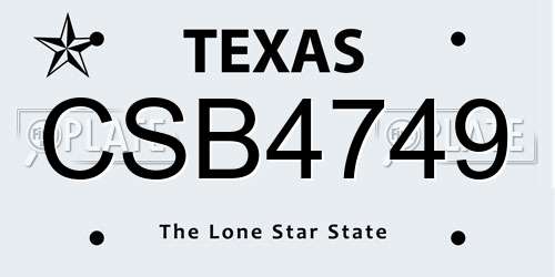 CSB4749 Texas License Plate