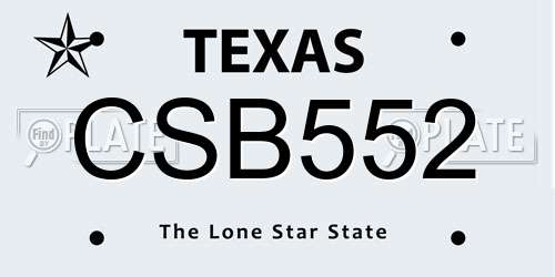 CSB552 Texas License Plate