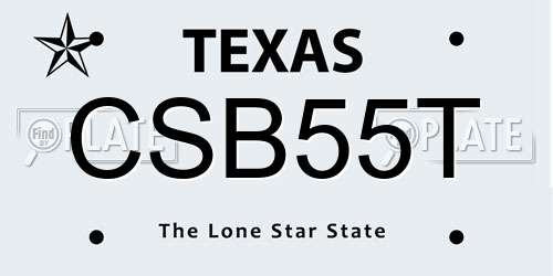 CSB55T Texas License Plate