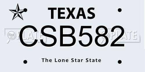 CSB582 Texas License Plate