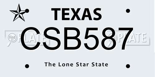 CSB587 Texas License Plate