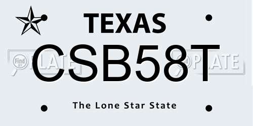 CSB58T Texas License Plate
