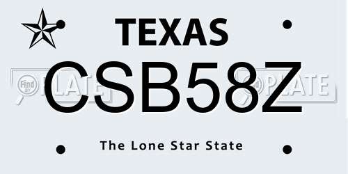 CSB58Z Texas License Plate