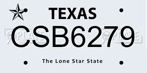 CSB6279 Texas License Plate