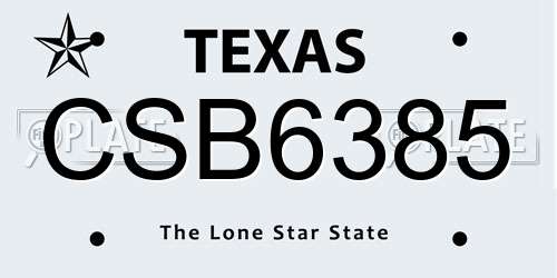 CSB6385 Texas License Plate