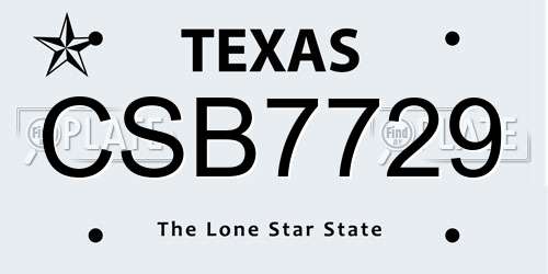 CSB7729 Texas License Plate