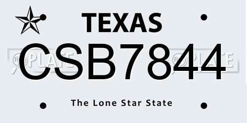 CSB7844 Texas License Plate