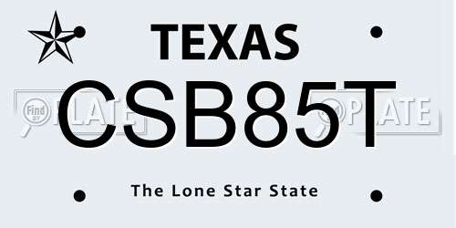 CSB85T Texas License Plate