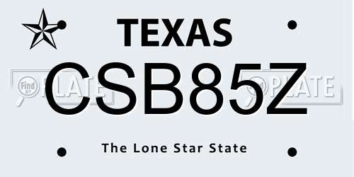 CSB85Z Texas License Plate