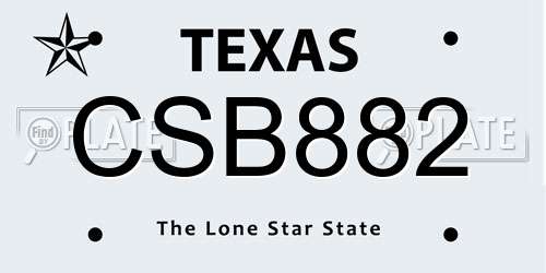 CSB882 Texas License Plate