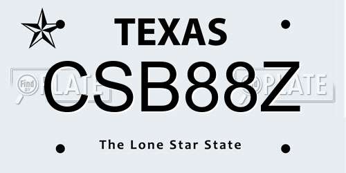 CSB88Z Texas License Plate