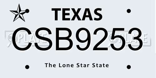 CSB9253 Texas License Plate