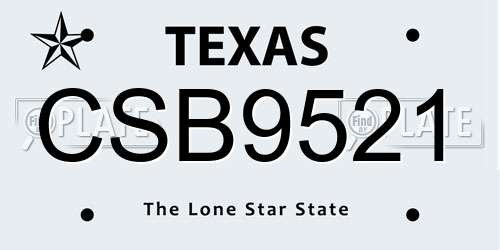 CSB9521 Texas License Plate