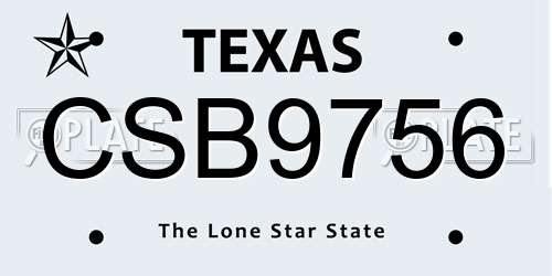CSB9756 Texas License Plate
