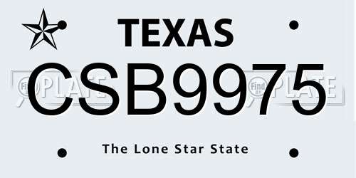 CSB9975 Texas License Plate