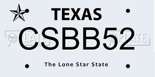 CSBB52 Texas License Plate