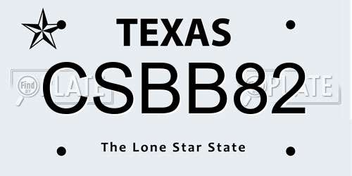 CSBB82 Texas License Plate