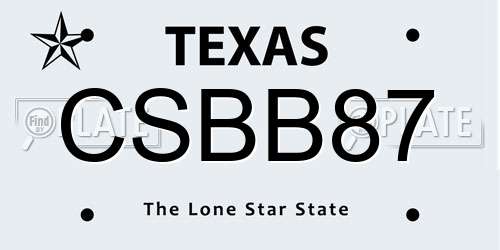 CSBB87 Texas License Plate